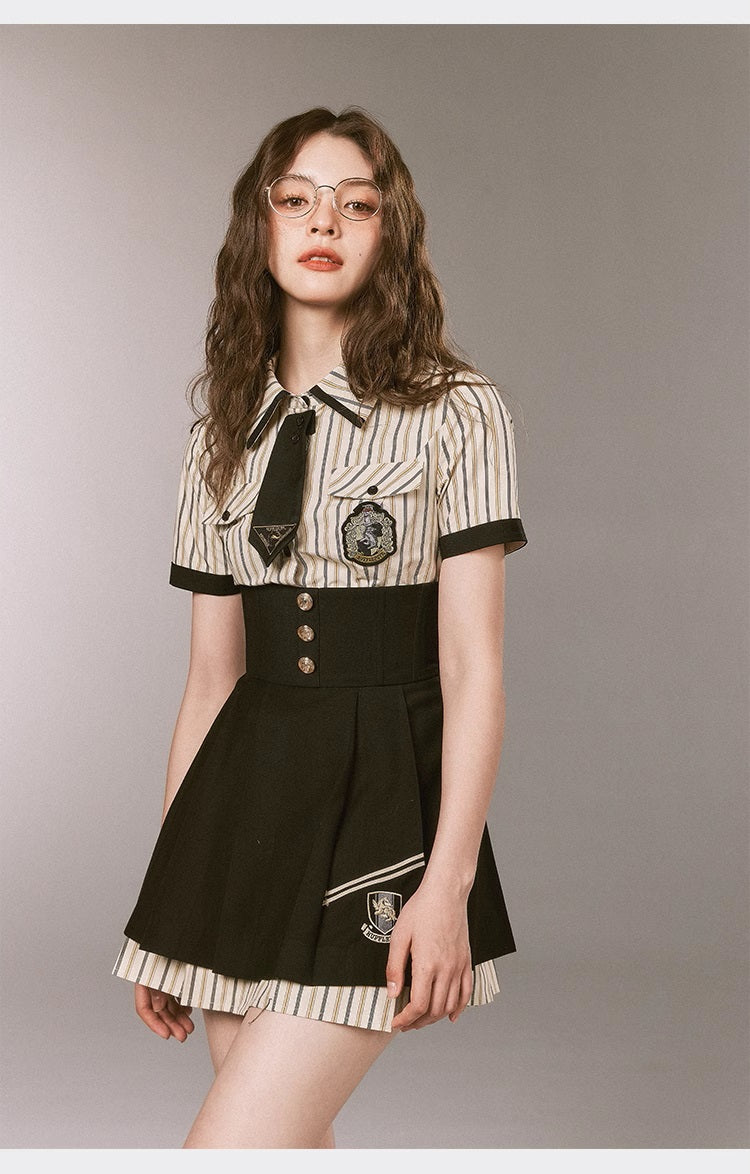[Pre-order] Hogwarts School of Witchcraft and Wizardry Short sleeve striped dress and mini skirt