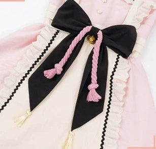 和風メイド ピンクとネイビーの和ロリドレス