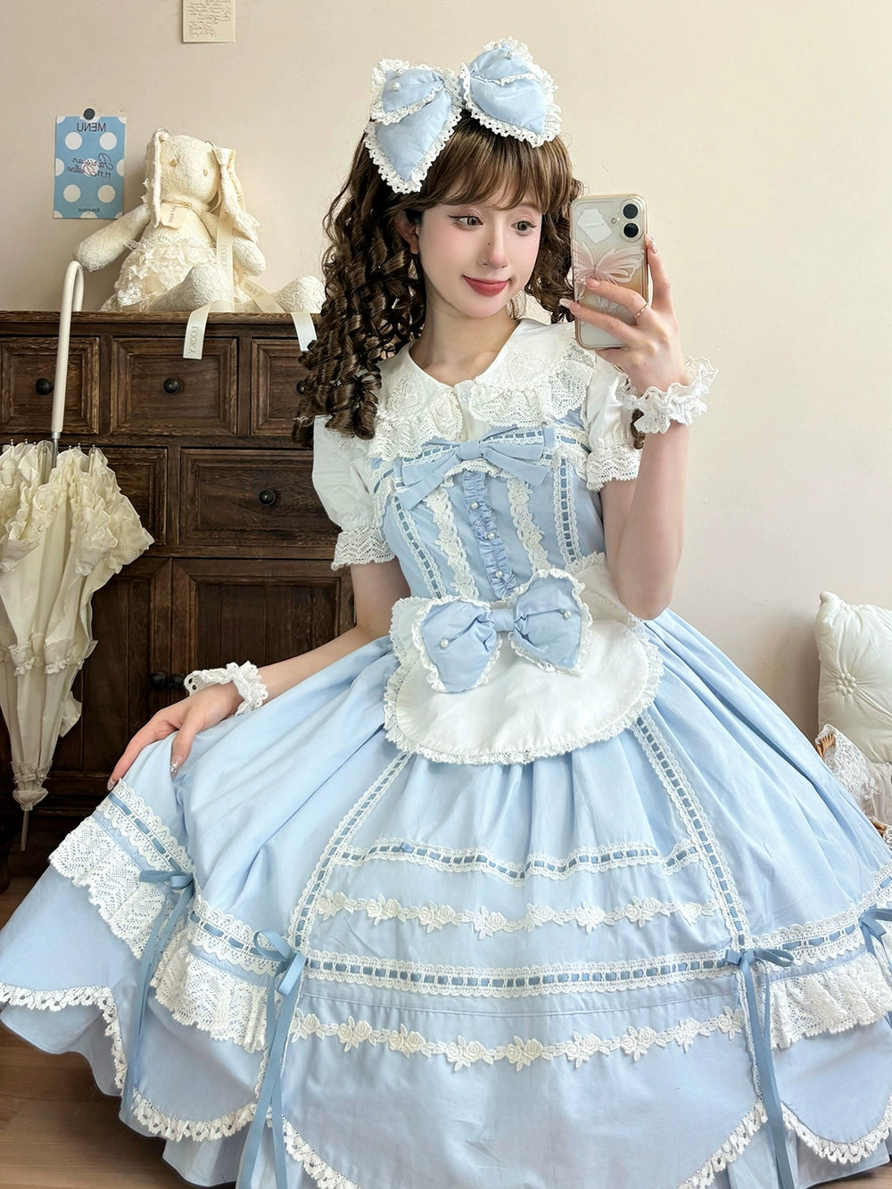 【予約販売】Antique Petal Rabbit リボンジャンパースカート