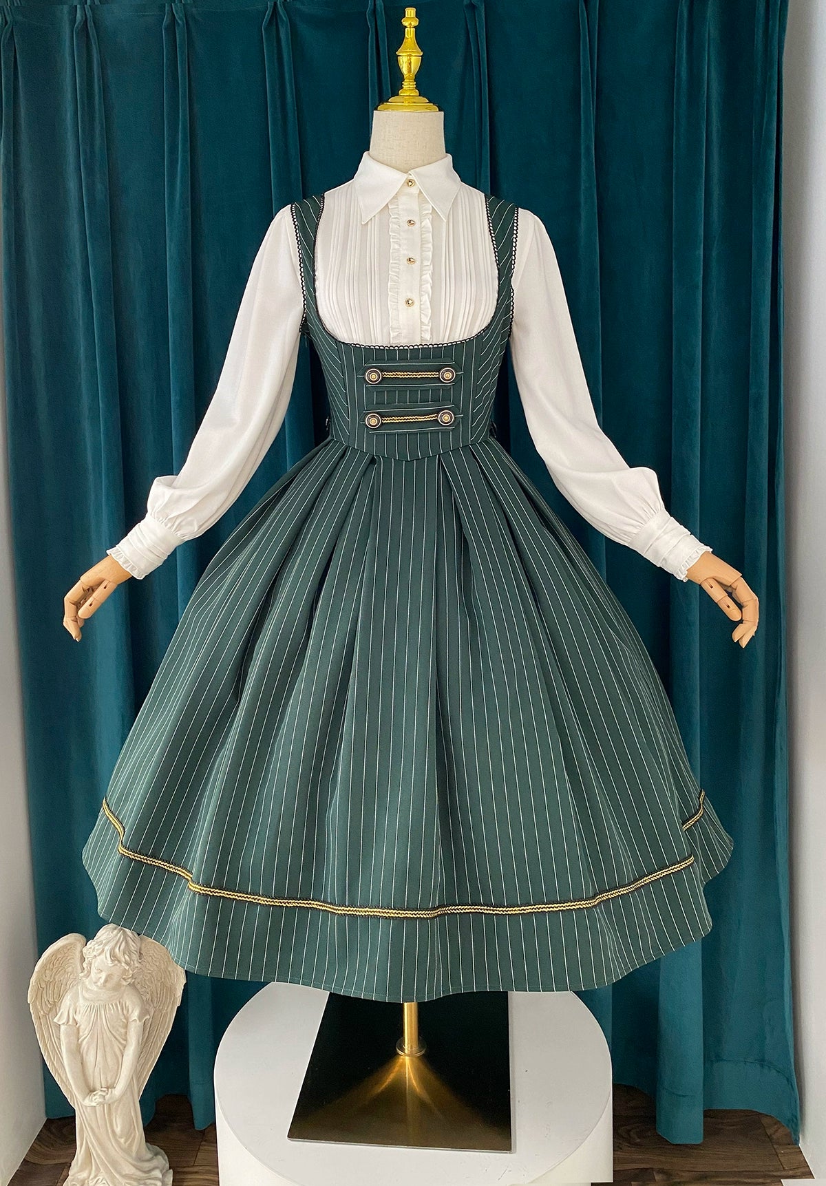 [Pre-orders available until 9/29] Bright Moon Corset Jumper Skirt Stripe [Green]