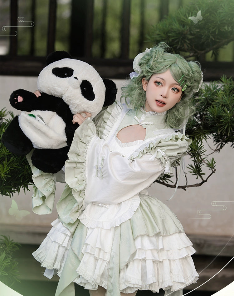 Song of Green Bamboo エプロン付き華ロリミニドレスフルセット