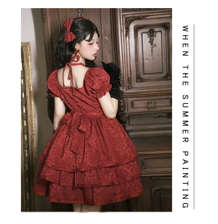 Rose of Thorns Cross Neck Ribbon Dress