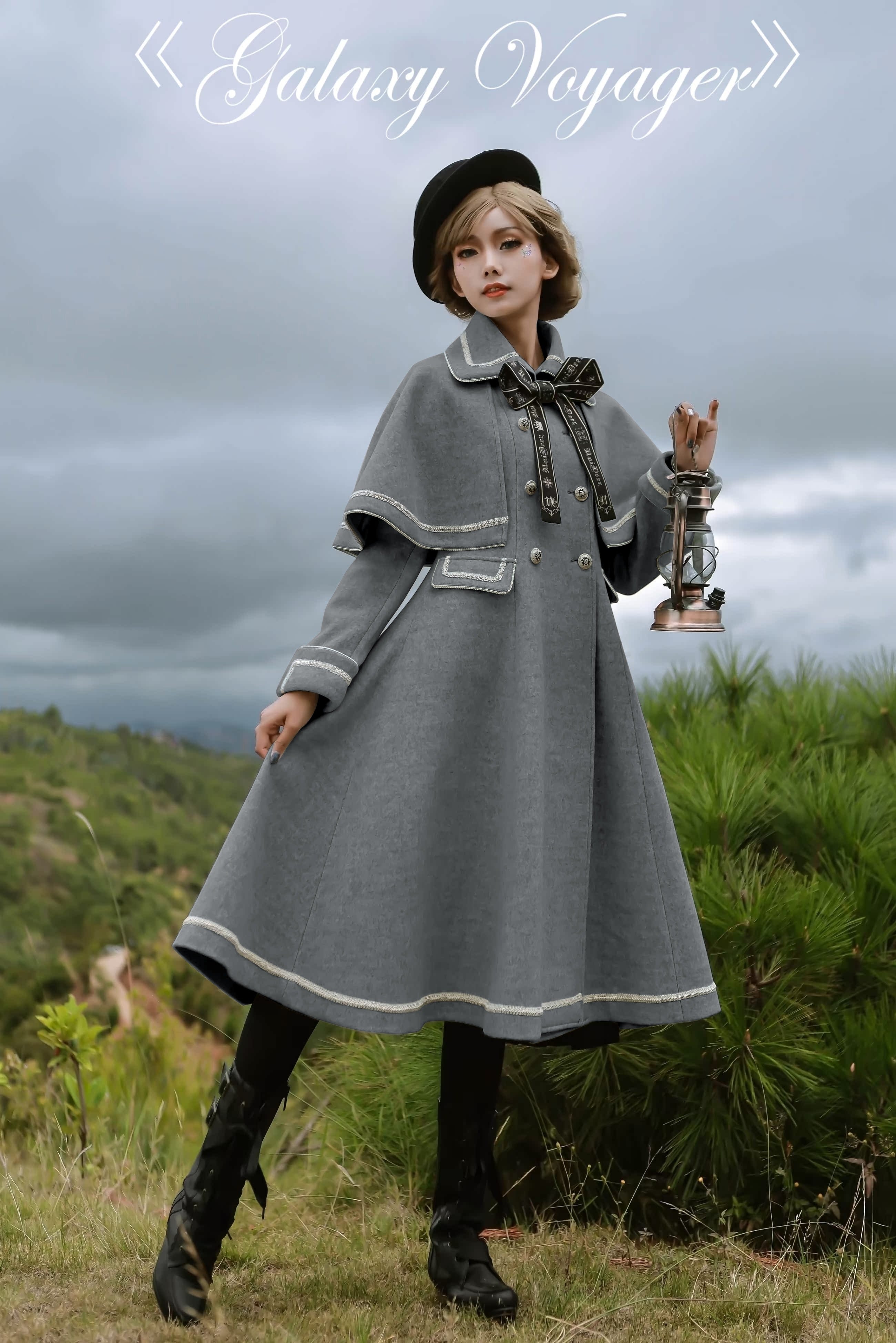 Galaxy Voyager Cape Coat with Ribbon