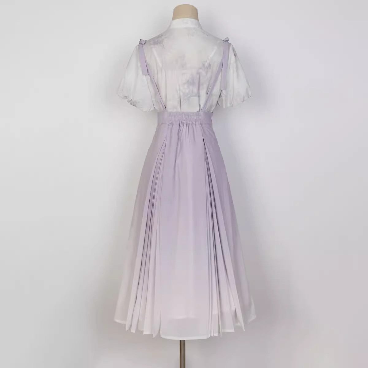 Pearl and Iris Flower Lolita Suspender Skirt and Sheer Blouse