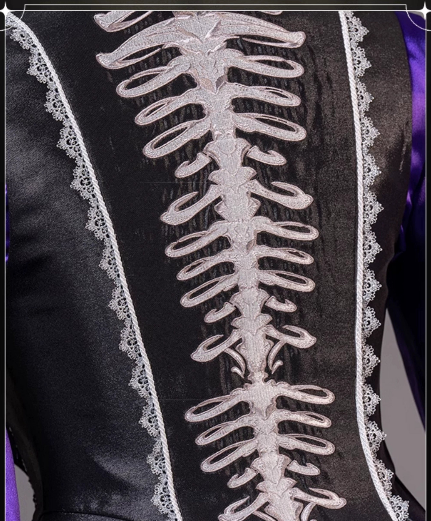 [Pre-orders available until 2/4] Ruined Skeleton Black Vest with Jabot Tie