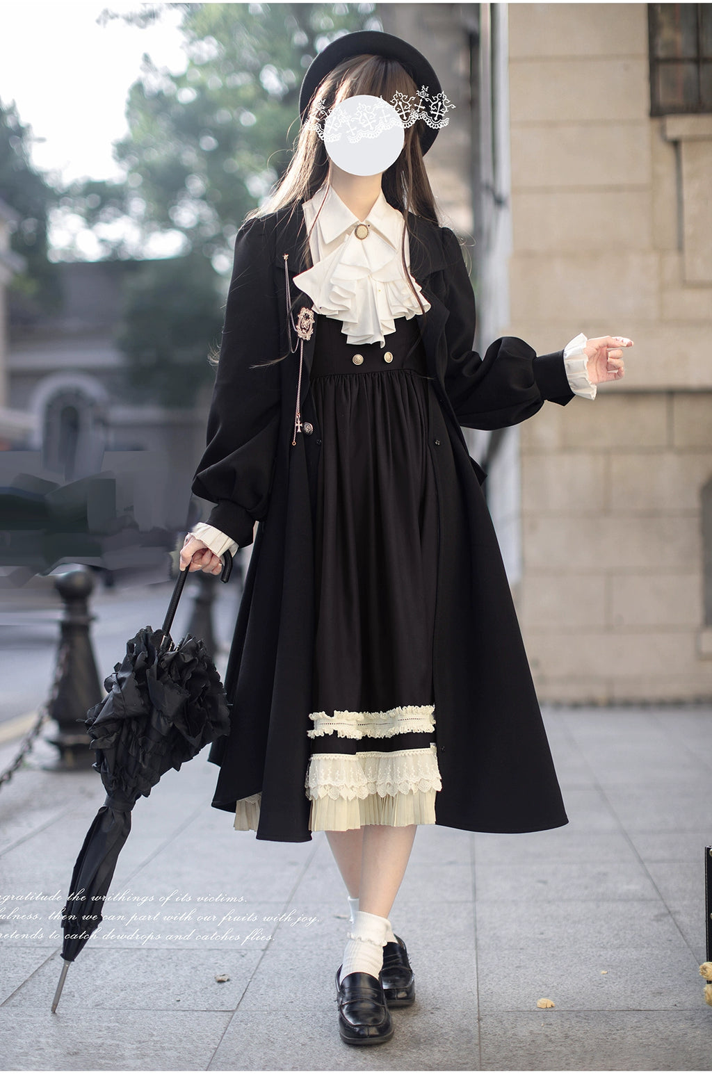 【予約販売】英国風ダブルブレストブラックコート