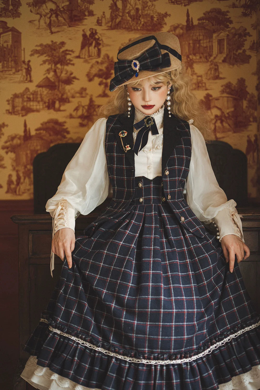 [Pre-order] British Classical Lolita Warm Check Vest