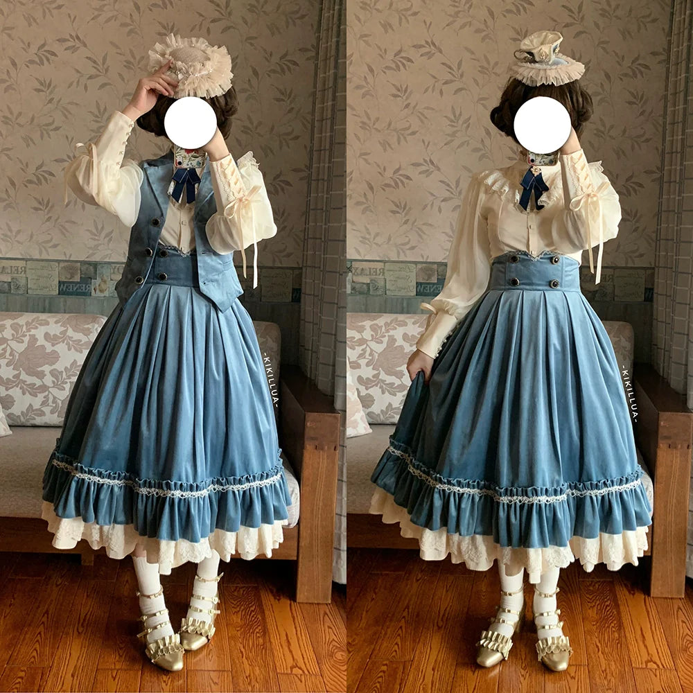 [Pre-order] British Classical Lolita Velvet High Waist Skirt