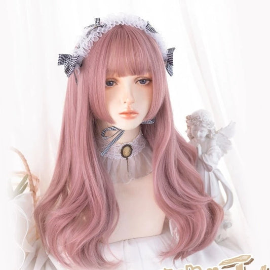 Lolita wig purple pink princess cut loose curl long