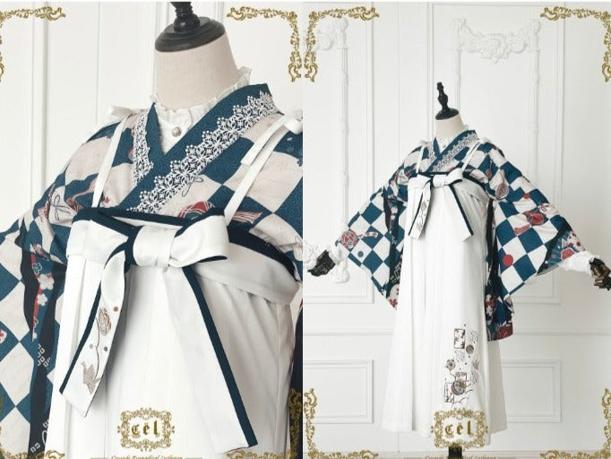 Camellia flower embroidery and butterfly hakama skirt