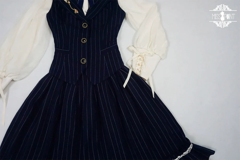 [Pre-order] British Classical Lolita Vertical Striped Vest