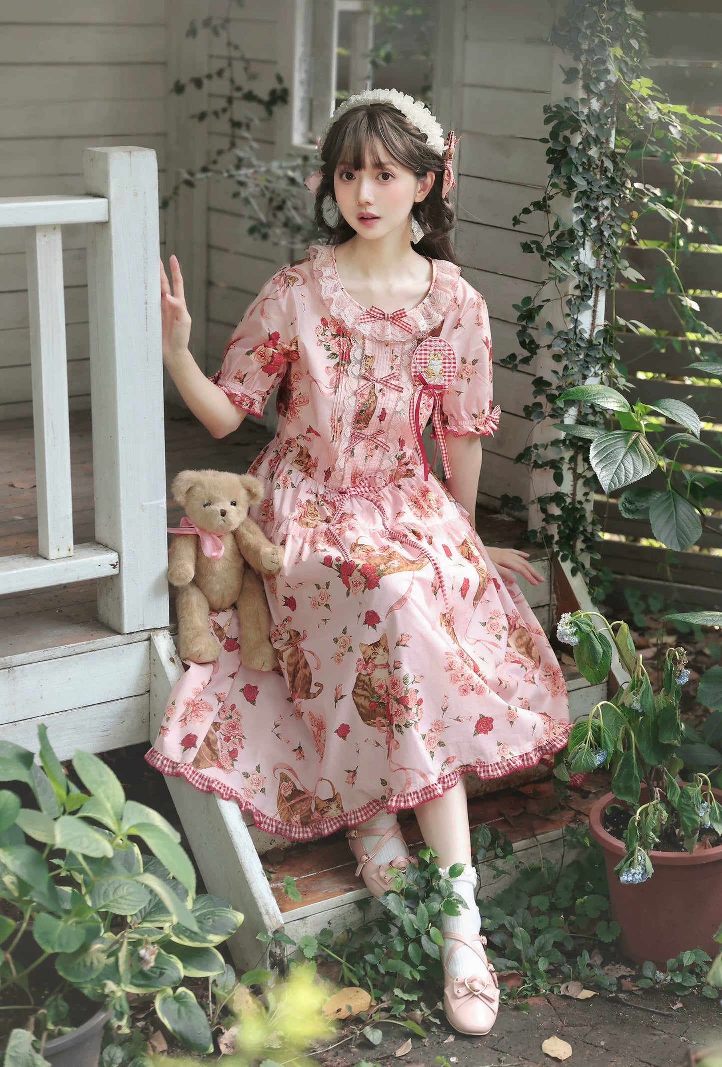 【受注予約6/19まで】Rural Cat プリントワンピース