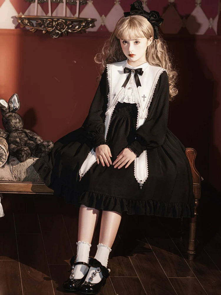 Cross Contract Sister style long sleeve dress with attached collar