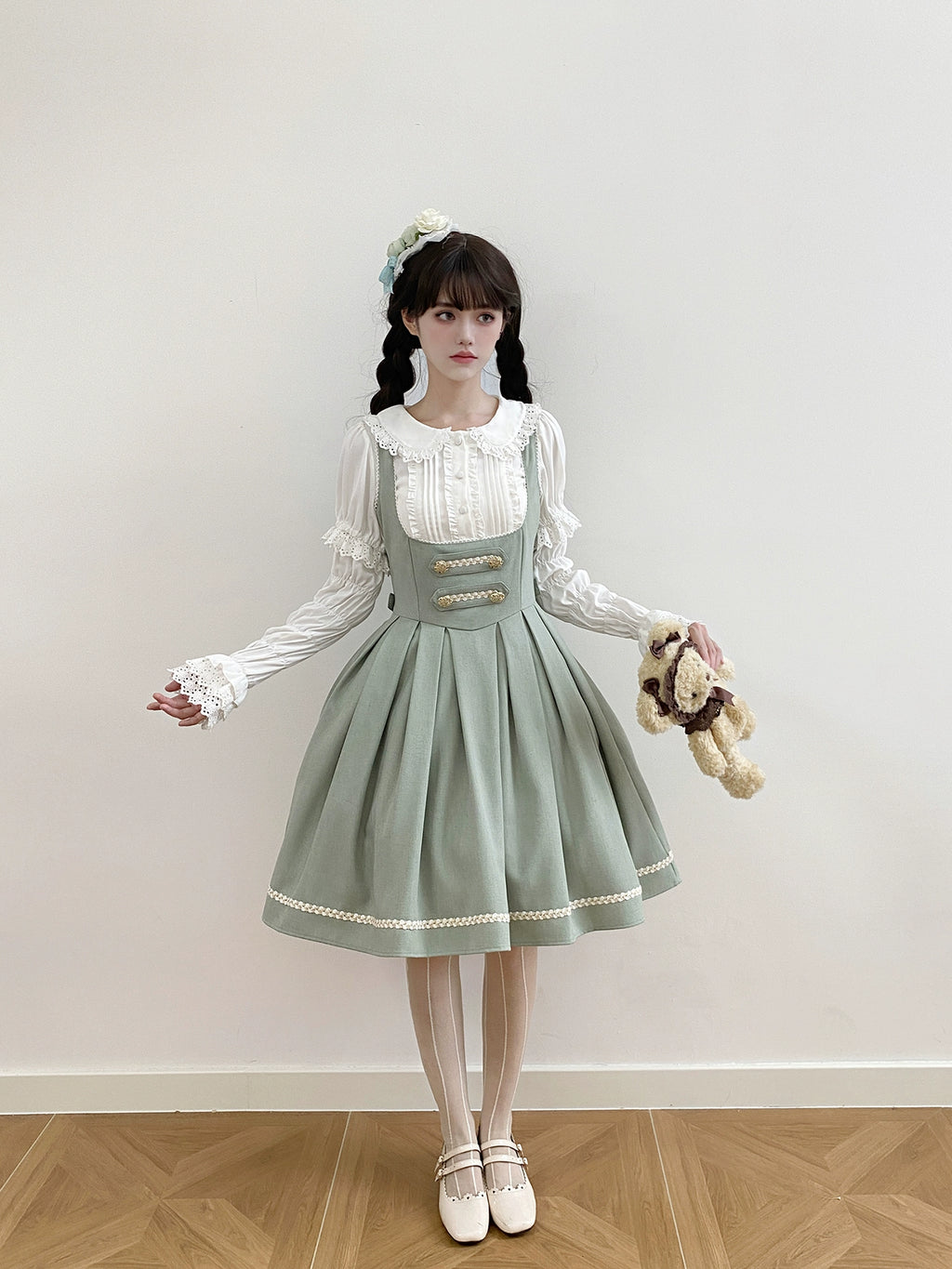 [Resale/Pre-orders available until 10/28] Bright Moon Corset Jumper Skirt, Plain Type [Light Green]