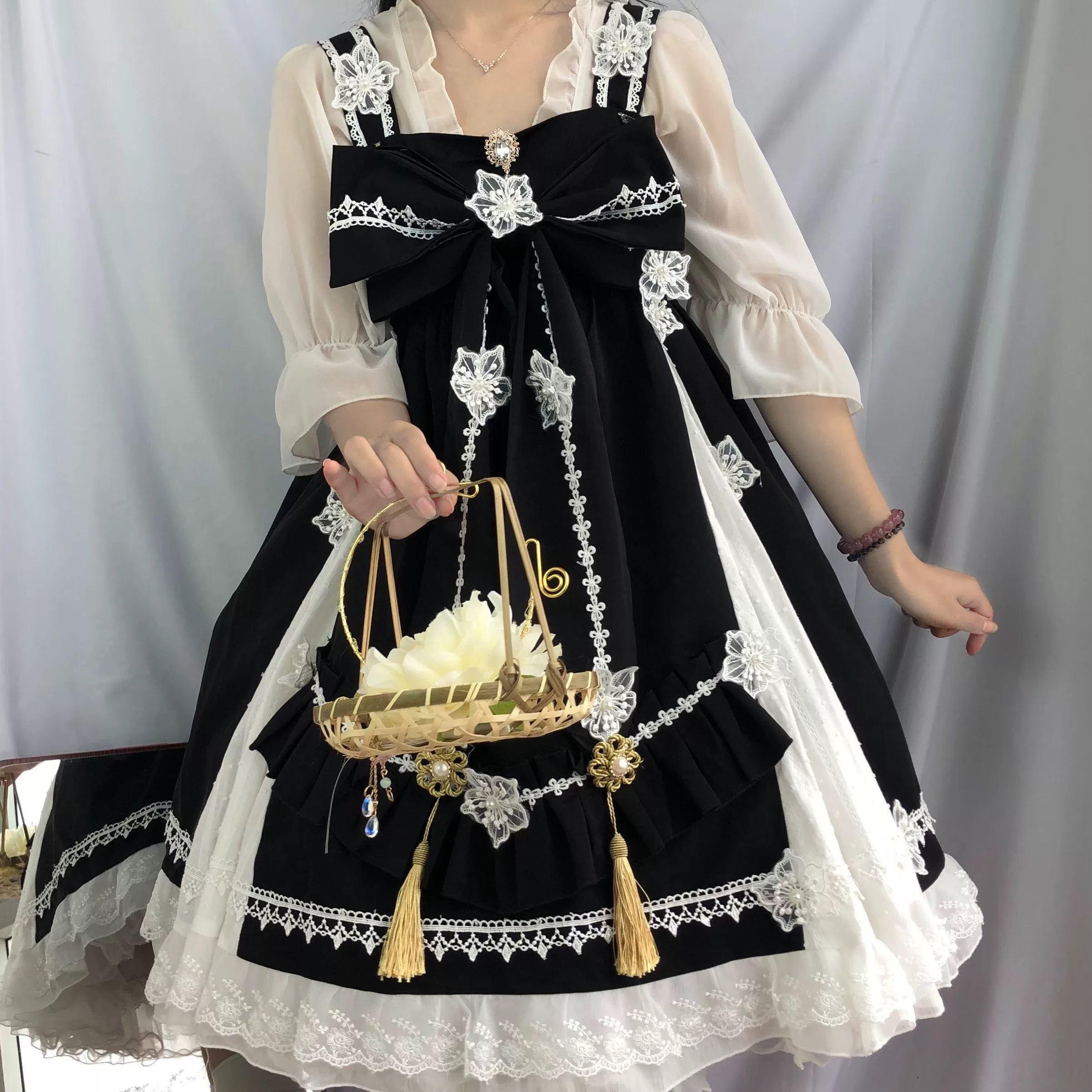ビッグリボンの華ロリジャンパースカートセット