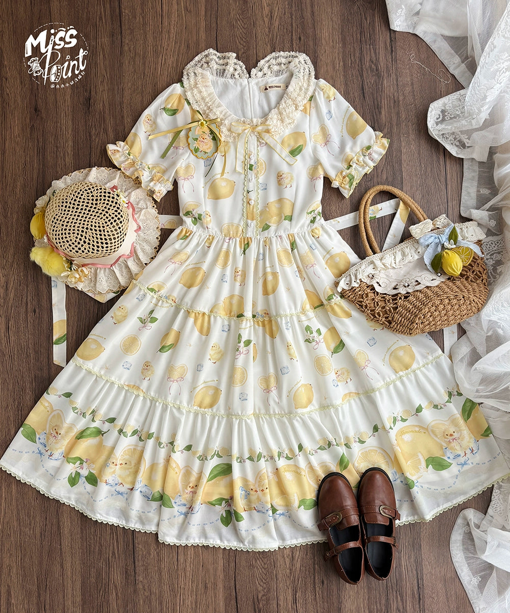 【予約販売】Lemon Sweetie プリント半袖ワンピース・デイリータイプ