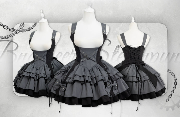 ベルトデザインバイカラージャンパースカート