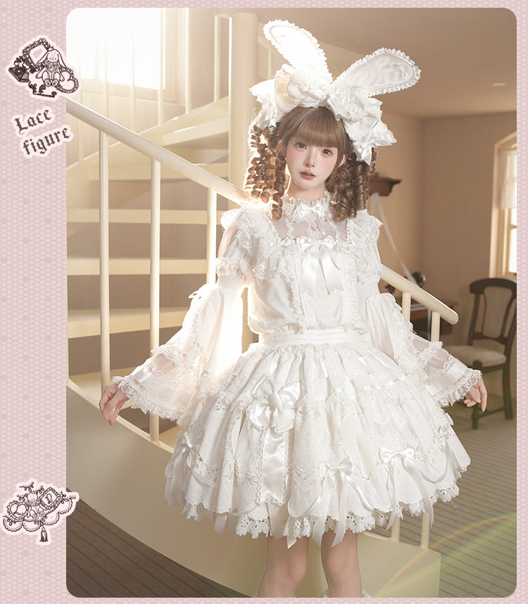 【受注予約12/23まで】Lace Figure 長袖ローウエストワンピース