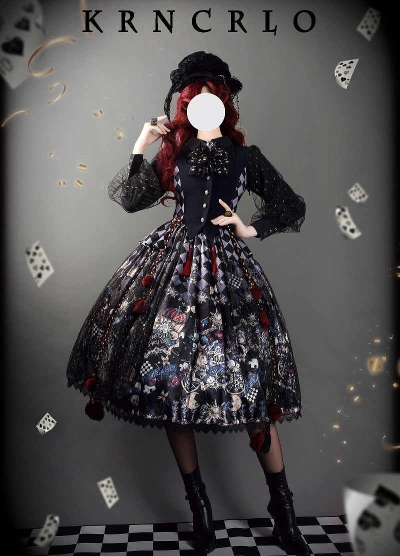 Gothic Circus Lamé blouse with jabot