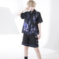 [Pre-order] Prince style blue-purple retro print blouse