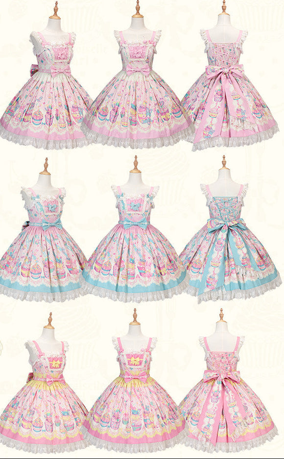 【受注予約1/26まで】Sweet Cup Cake プリントジャンパースカート