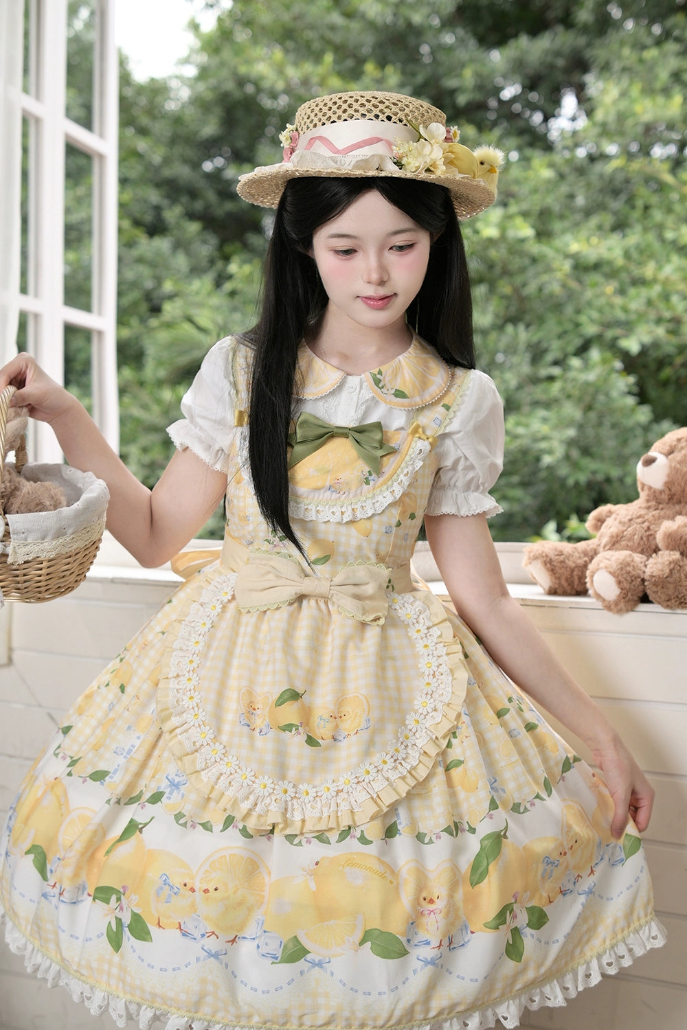 【受注予約5/14まで】Lemon Sweetie プリントジャンパースカート・ミドル丈