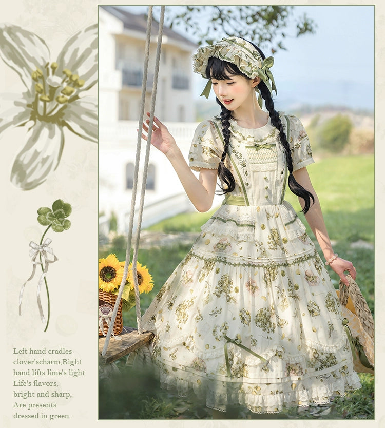 【受注予約5/18まで】Four Leaf Clover and Lime プリントワンピース