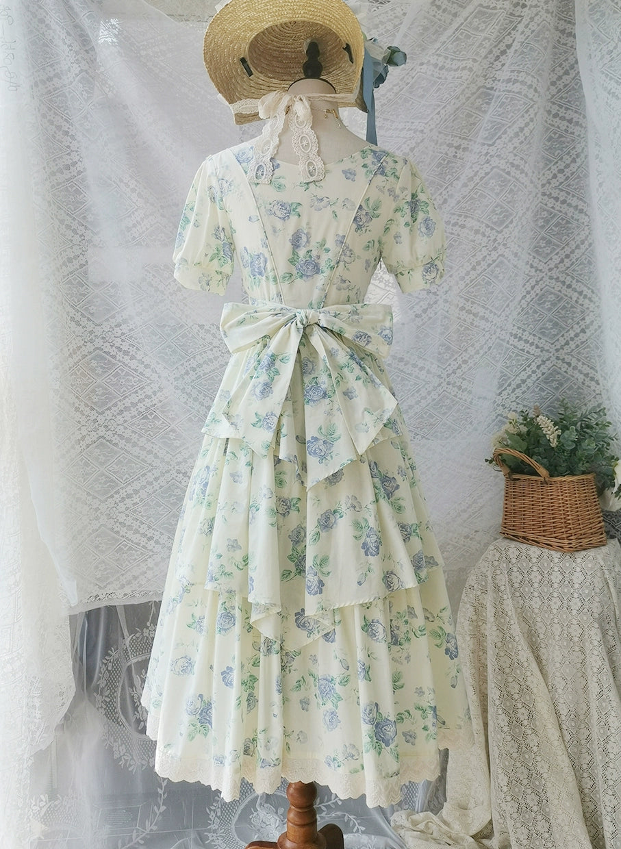 【予約販売】Rose Song ヴィンテージデザイン半袖ワンピース