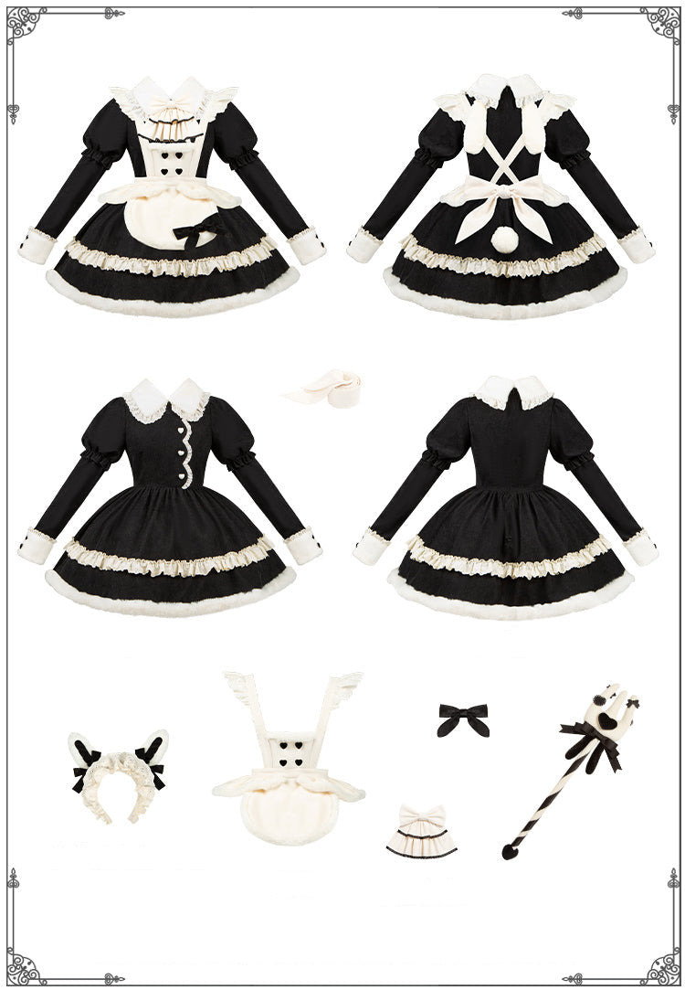 うさ耳アリス エプロン付きティアードワンピース7点セット