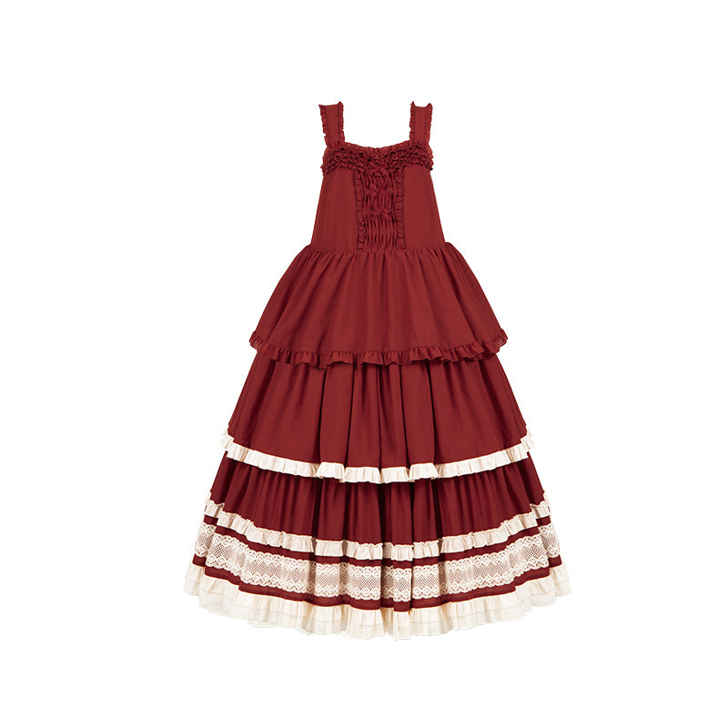 Retro volume frill jumper skirt set