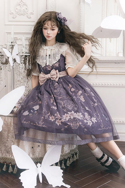 【受注予約11/19まで】Butterfly and Bone プリントジャンパースカート