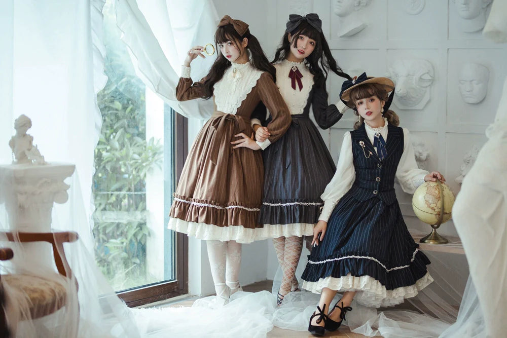[Pre-order] British Classical Lolita Vertical Striped Vest
