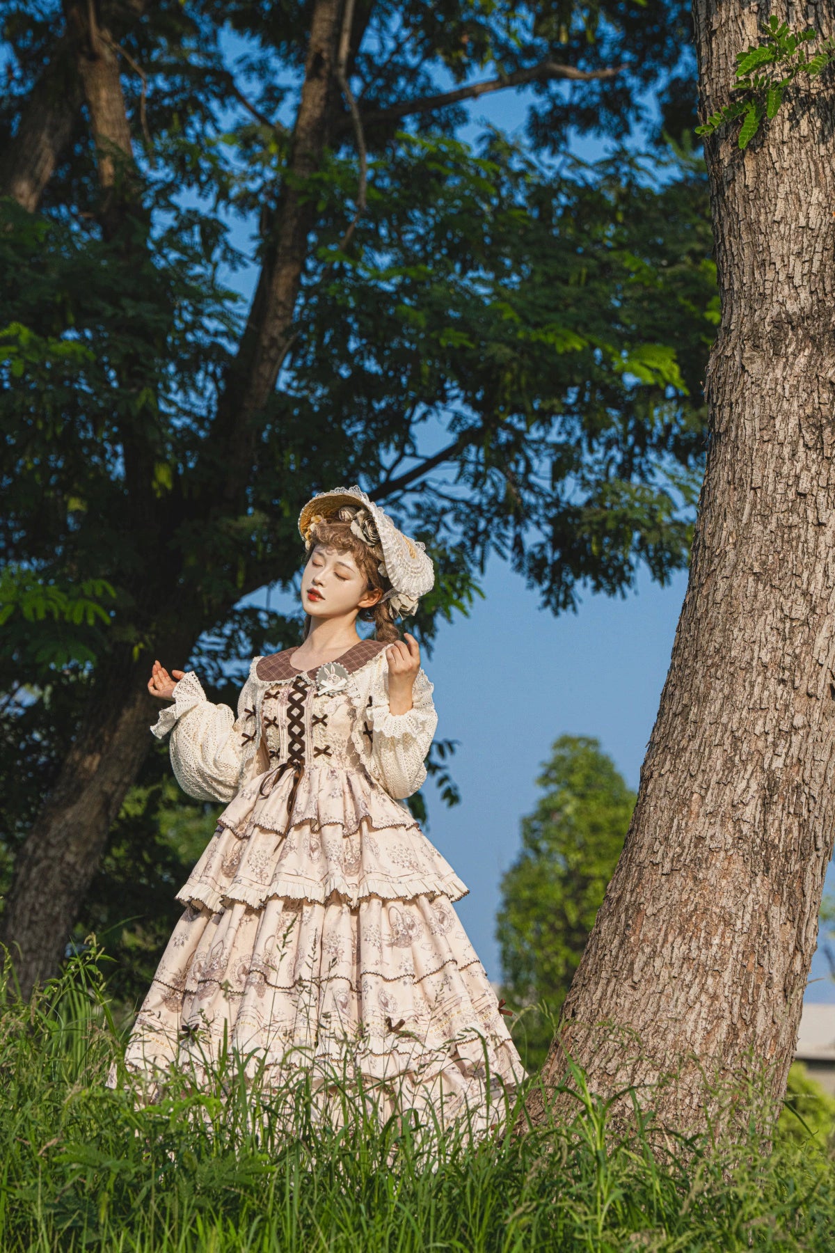 Flower Basket Country style jumper skirt and cardigan