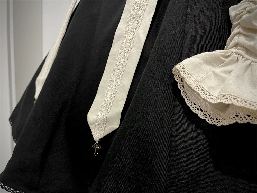 [Resale/Pre-orders until 10/16] Pray on a Moonlight Night Dress, Black x Off-White, Short Length