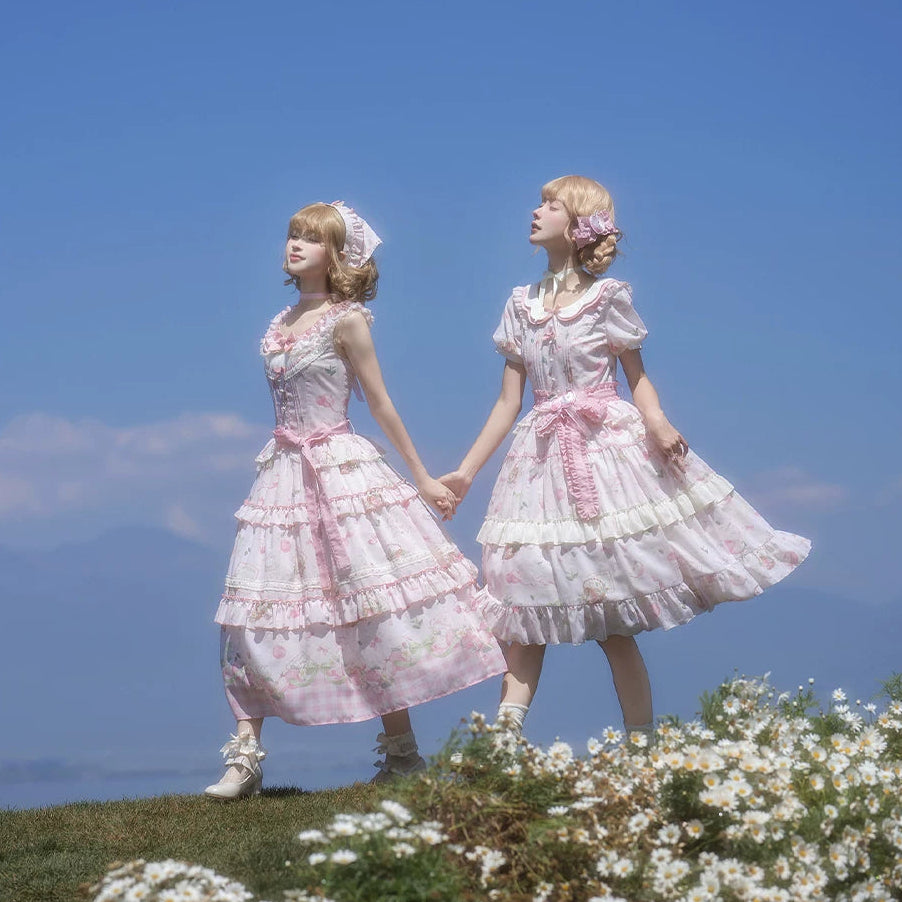 【受注予約9/2まで】Natural Apple Tea ガーデンワンピース・ピンク