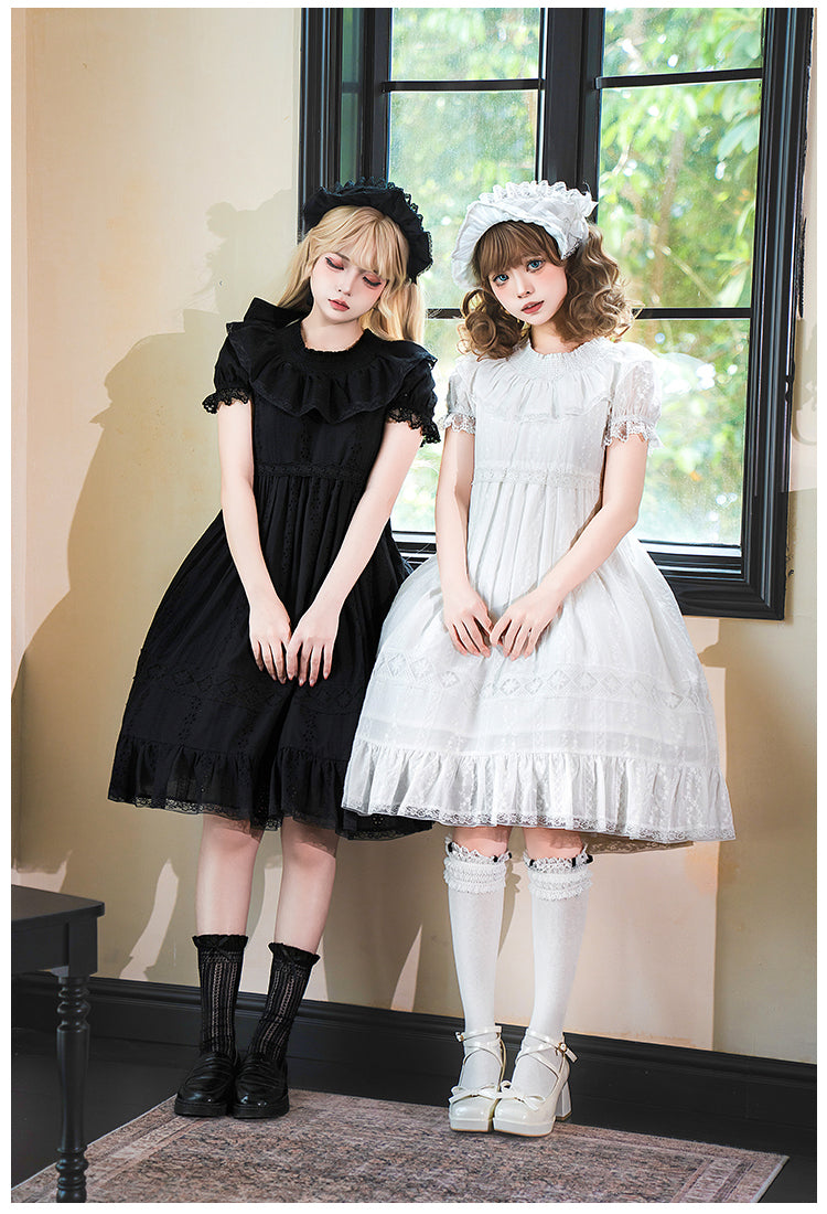 花刺繍入りコットンレースワンピース 単品＆セット