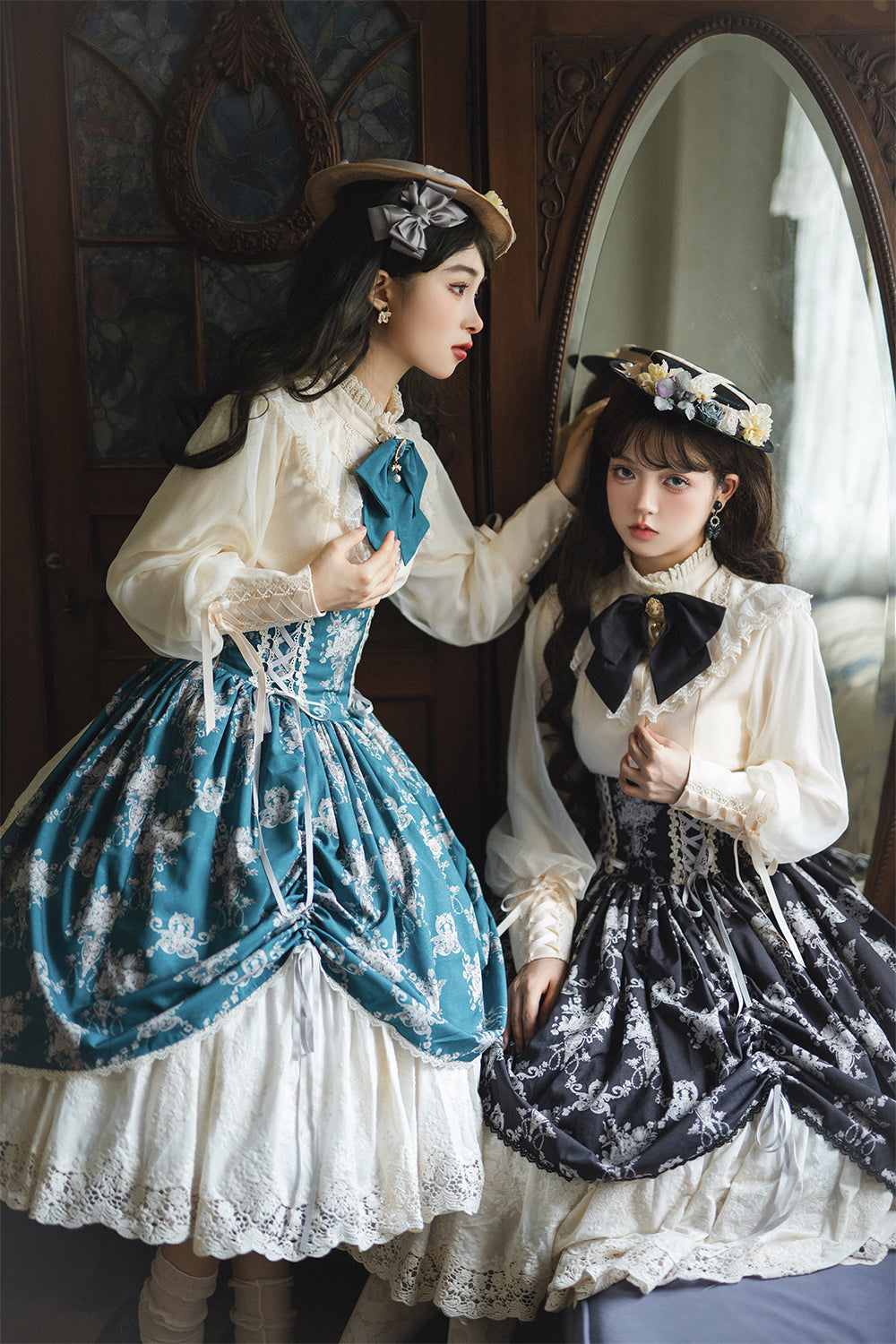 【予約販売】Antique Flower Wall ハイウエストスカート