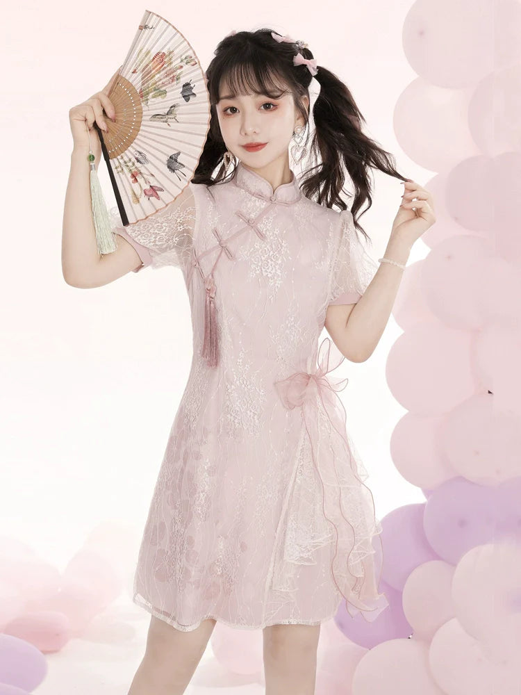 Peach Blossom ピンクリボンチャイナドレス