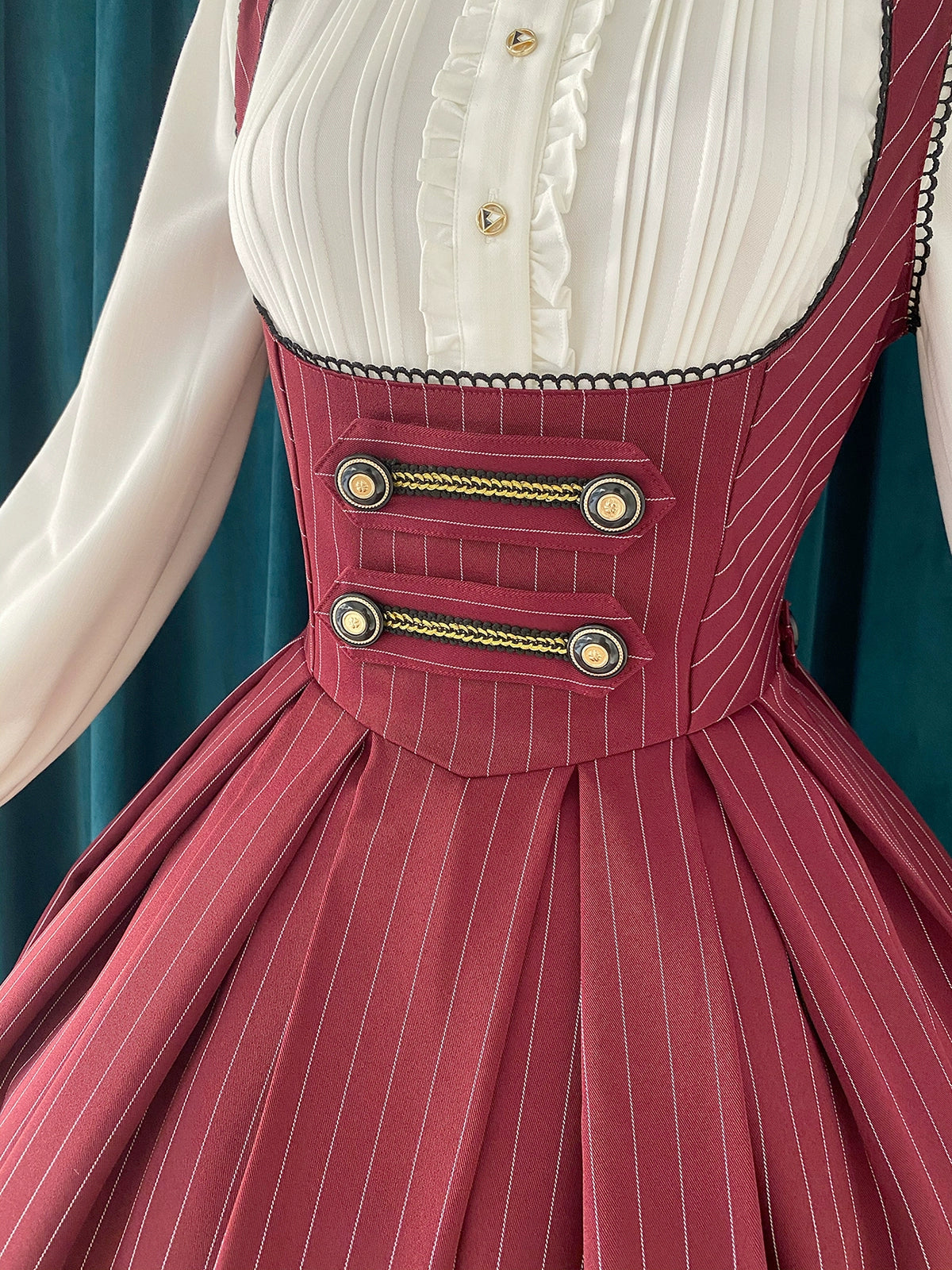 [Resale/Pre-orders available until 10/28] Bright Moon Corset Jumper Skirt Stripe [Red]