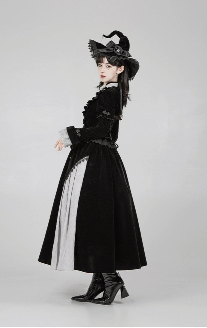 Asymmetrical design long witch dress