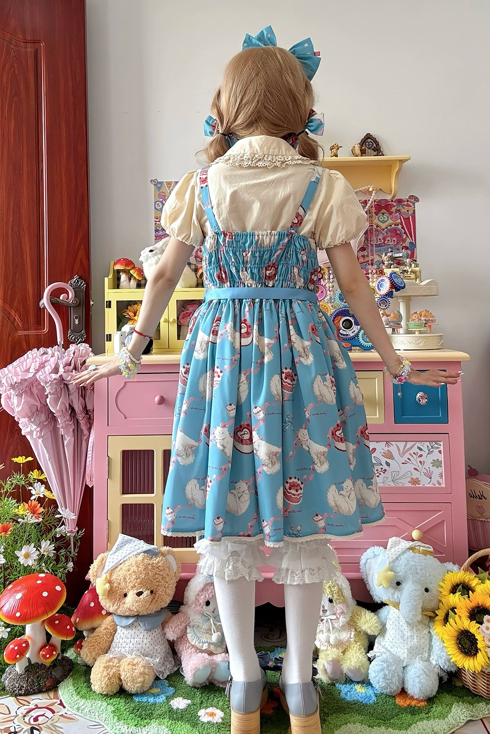 【受注予約7/9まで】Sweet Cherry Cat デイリージャンパースカート