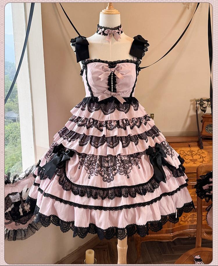 【再販・受注予約12/23まで】Lace Figure ティアードジャンパースカート