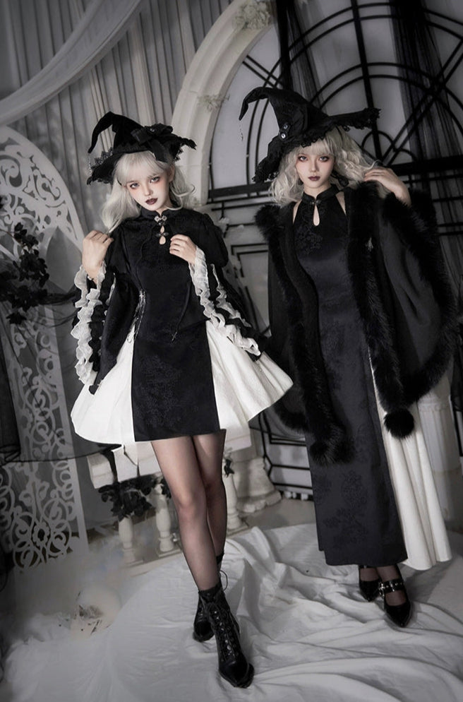 Chinese style Gothic Lolita witch one-piece dress set, short length