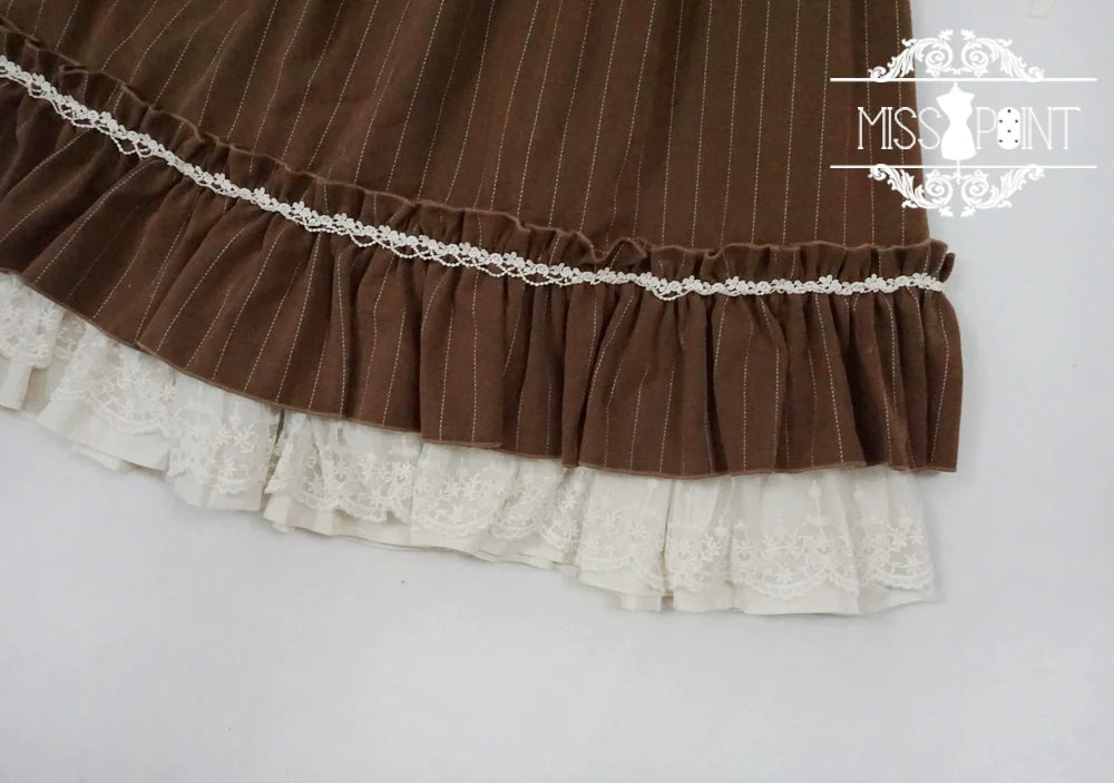 [Pre-order] British Classical Lolita Vertical Striped High Waist Skirt
