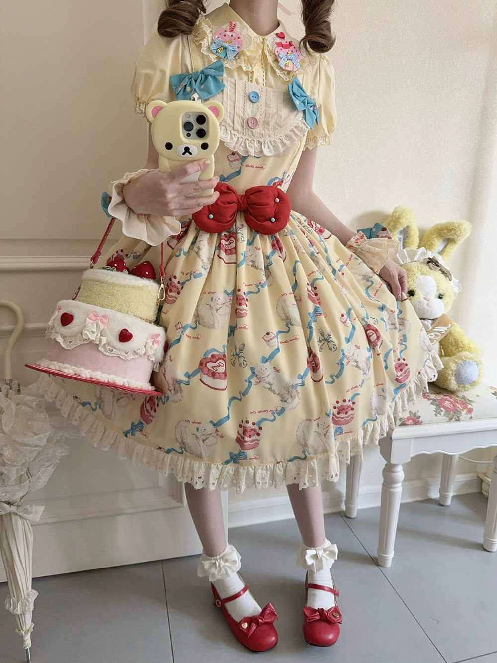 【予約販売】Sweet Cherry Cat ビブスジャンパースカート