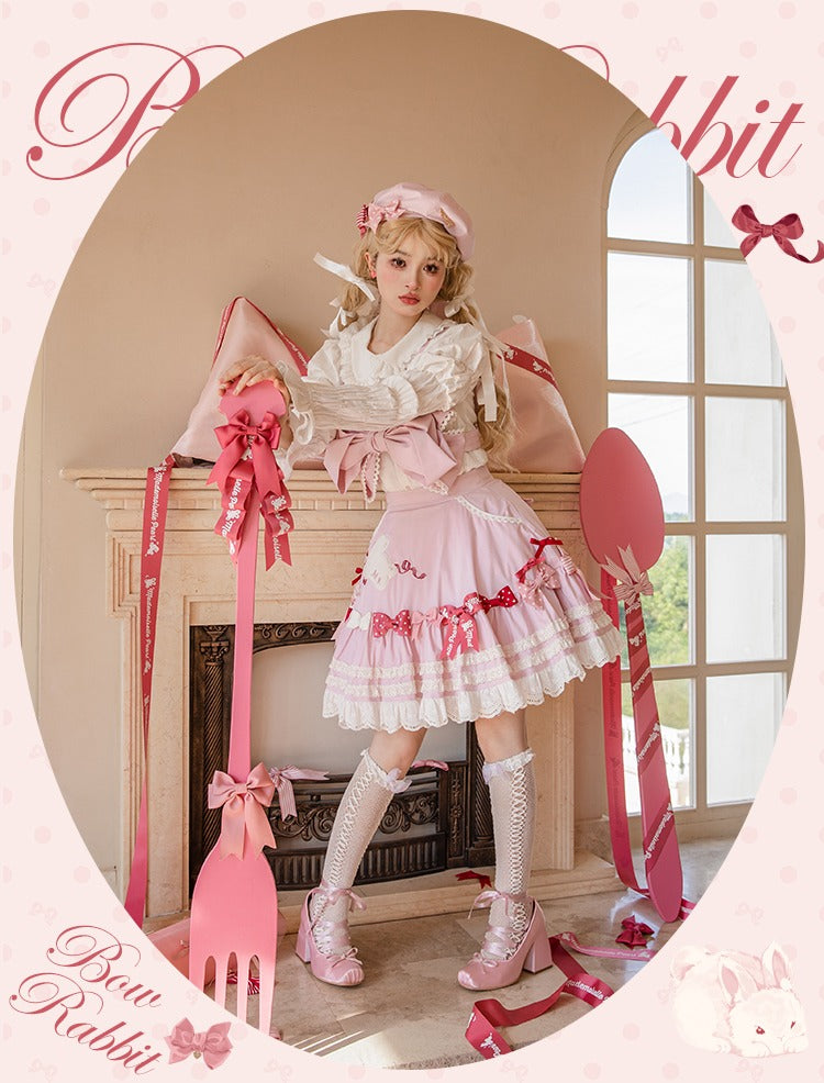 【受注予約6/11まで】Bow Rabbit リボンのサスペンダースカート