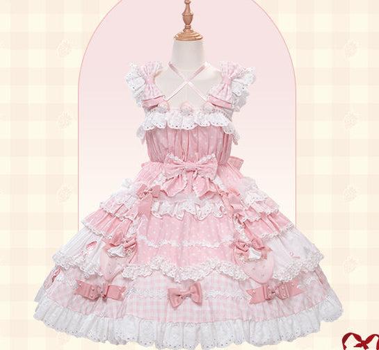 【受注予約11/18まで】Strawberry Cake Guide ティアードジャンパースカート