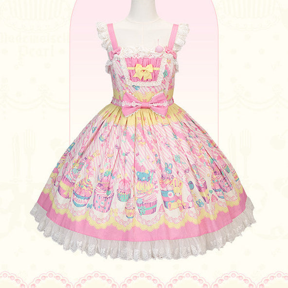 【受注予約1/26まで】Sweet Cup Cake プリントジャンパースカート