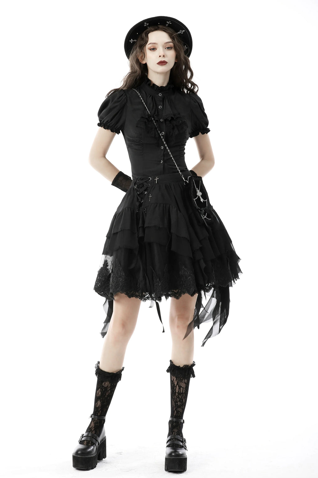 【Dark in Love】フリル×パフスリーブ ゴシックブラウス | Dark Doll