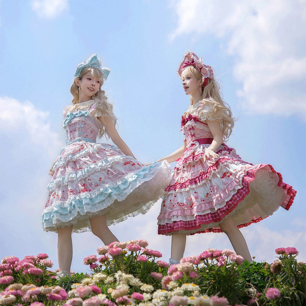 【受注予約6/18まで】Cherry Cake ティアードジャンパースカート